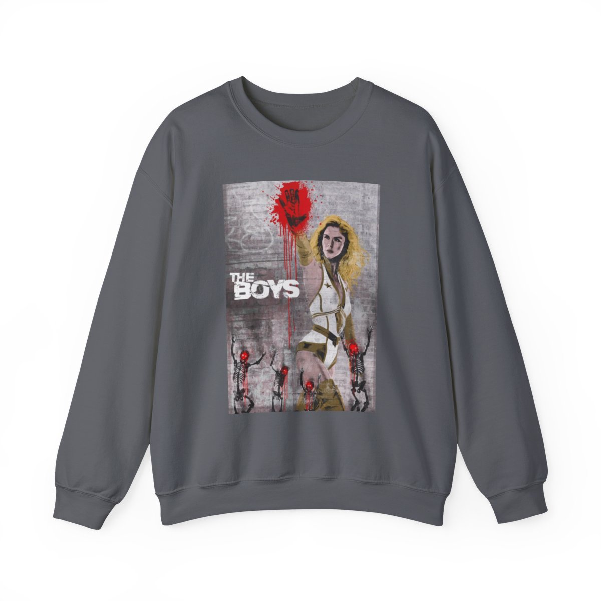 The Boys graphic crewneck sweatshirt | stylized Bloody Mary character art | The Boys - alternate angle 3, merchandise