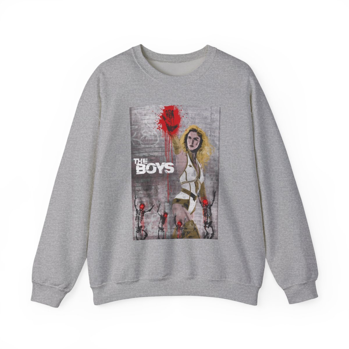 The Boys graphic crewneck sweatshirt | stylized Bloody Mary character art | The Boys - alternate angle 2, merchandise