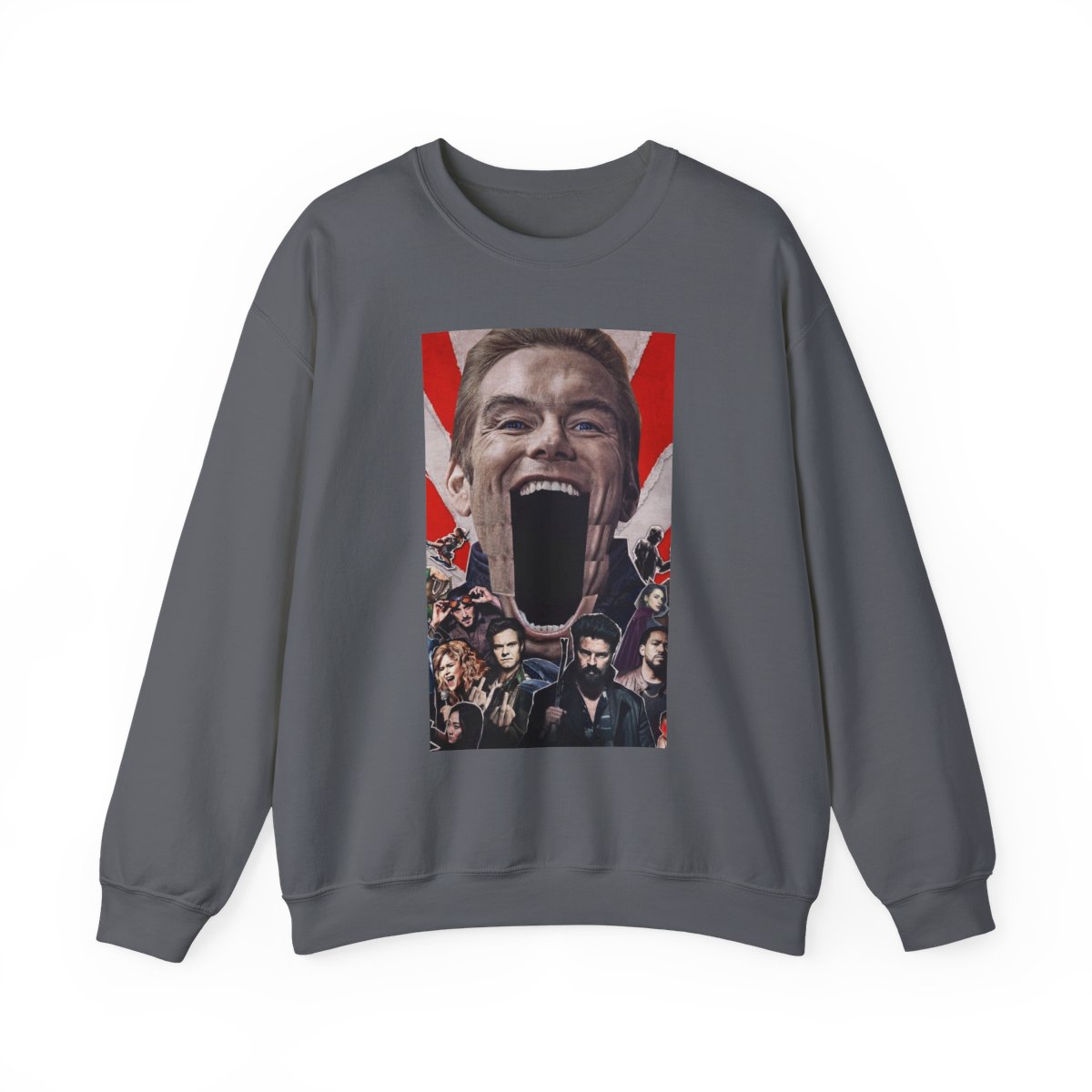 Screaming Face Collage Sweatshirt | Horror Movie Poster Style | The Boys - alternate angle 3, merchandise