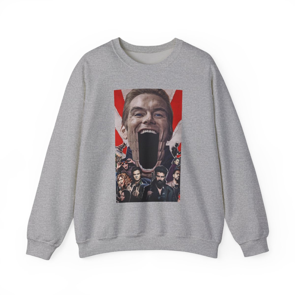 Screaming Face Collage Sweatshirt | Horror Movie Poster Style | The Boys - alternate angle 2, merchandise