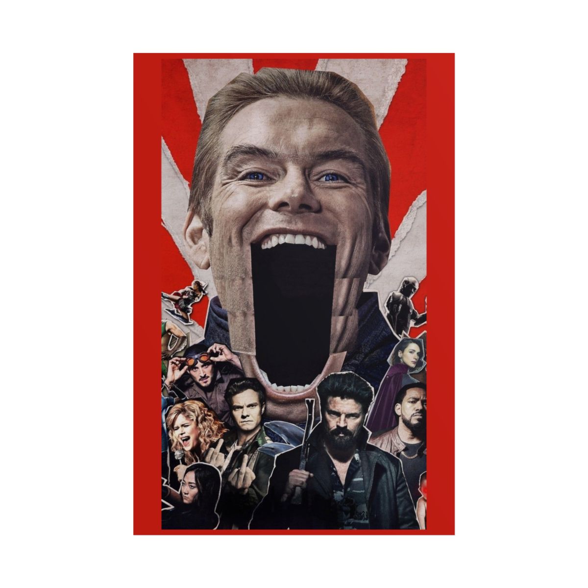 Vivid Red Horror Collage Poster | The Boys - alternate angle 1, merchandise